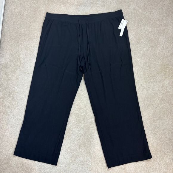 Caslon Women's 3X Black Linen Blend Wide Leg Resort Pants Drawstring NWT - Picture 1 of 8